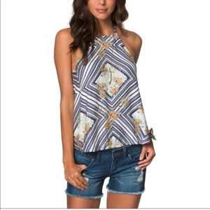 O’Neill august high neck floral cross back tank top